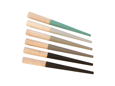 6-pack 9-1/4 inch full round sanding sticks with six grits for jewelry and metal finishing