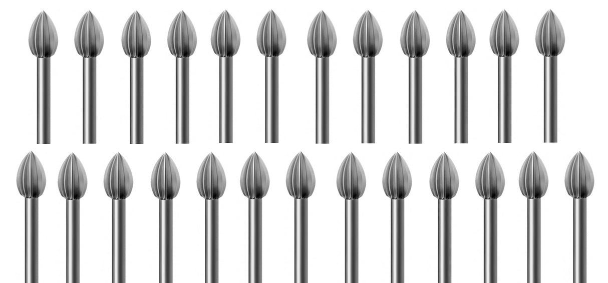 23 Piece HSS Bur Set with precision high-speed steel burs for engraving and shaping