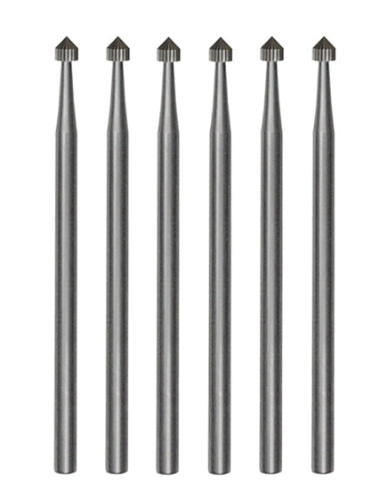 6 pack setting burs 3.30 mm made of Swiss-milled Vanadium steel with 44.5mm length and 3/32" shank for precision cutting