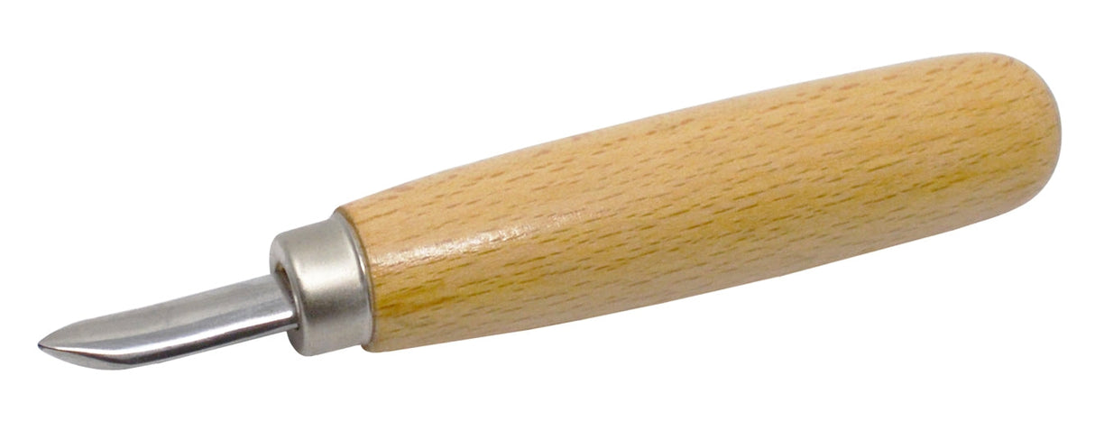 1" Curved Steel Burnisher with stainless steel blade and hardwood handle for precise bezel jewelry work