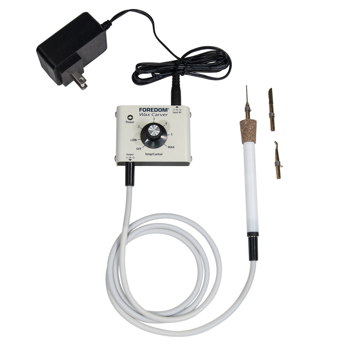 Foredom WC-1 Wax Carving Pen with dual voltage power supply and interchangeable tips for precise wax carving and jewelry prototyping