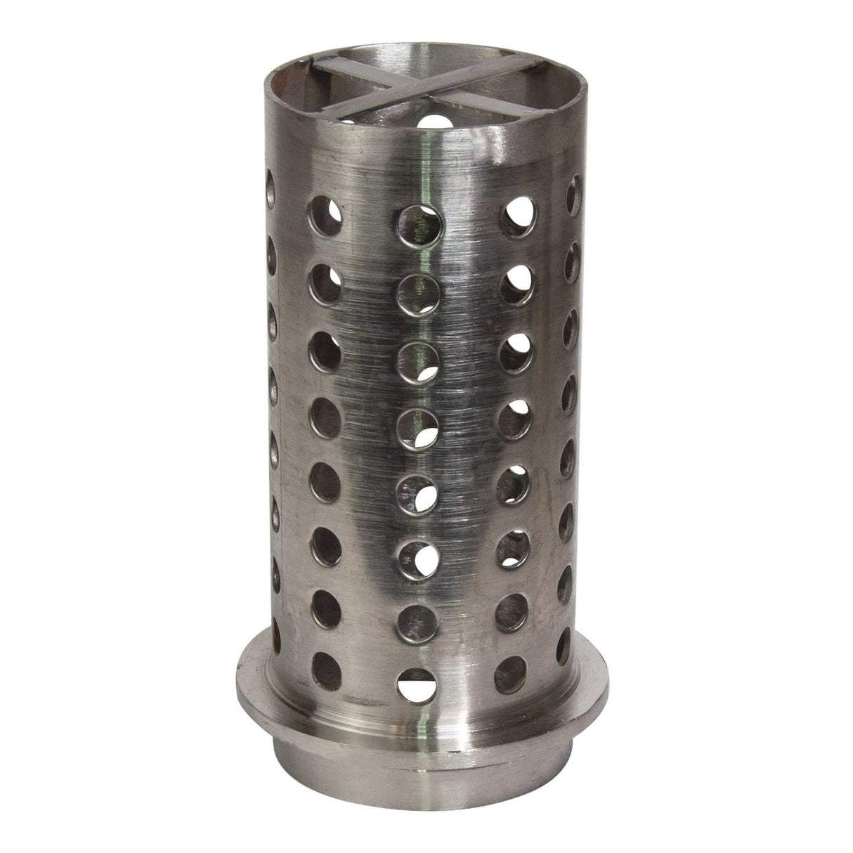 4-inch by 9-inch perforated stainless steel flask for vacuum casting with corrosion-resistant 304-grade steel and gas venting holes