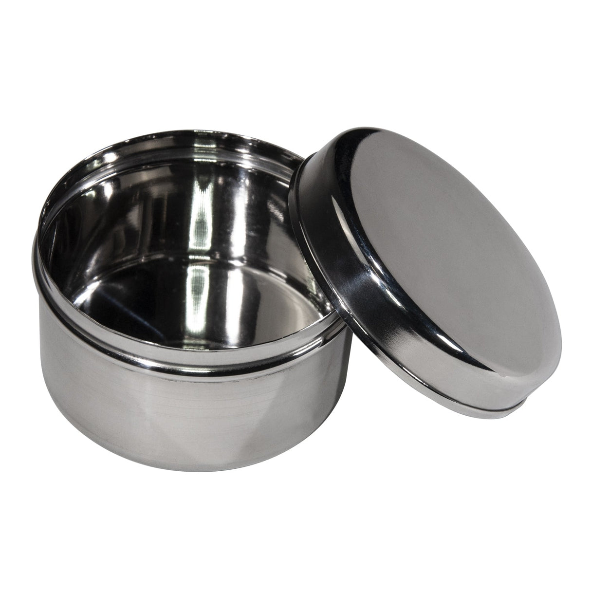 stainless steel firing container with secure lid for activated carbon storage and odor control