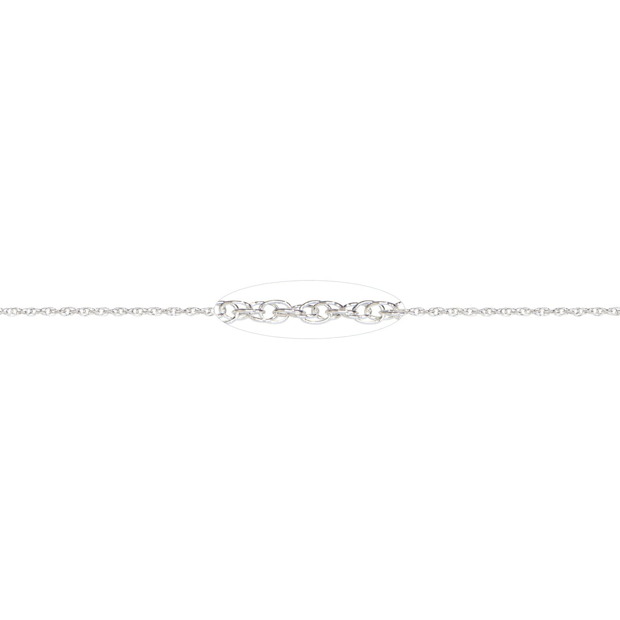 1.2 mm sterling silver rope chain close-up showing fine twisted links and bright polish