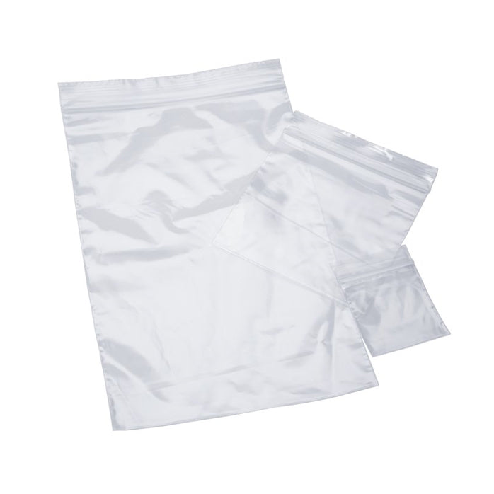 6 x 9 inch clear plastic bags with self-locking seal and reinforced grip edges for secure storage and shipping