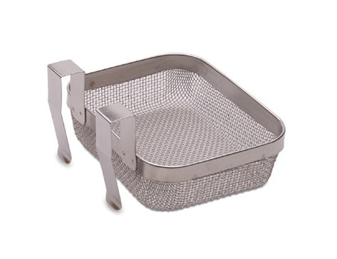 5-inch stainless steel fine mesh cleaning basket for ultrasonic cleaners with side clips