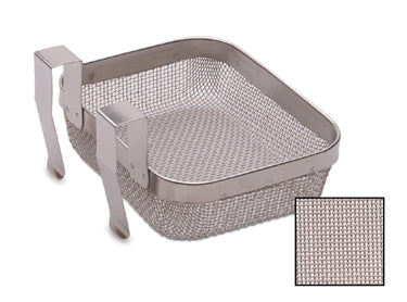 5x4x1-3/4 inch extra-fine mesh stainless steel basket with side clips for ultrasonic cleaning units