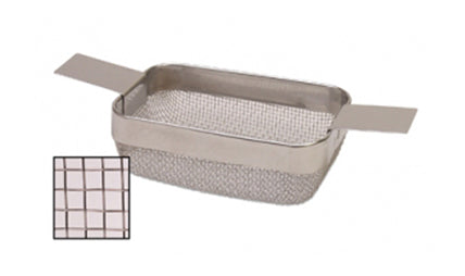 Small coarse mesh stainless steel rectangular basket for jewelry cleaning and small parts organizing