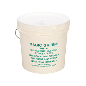 Magic Green Cleaner 10 lbs ultrasonic concentrate powder in white bucket for industrial cleaning