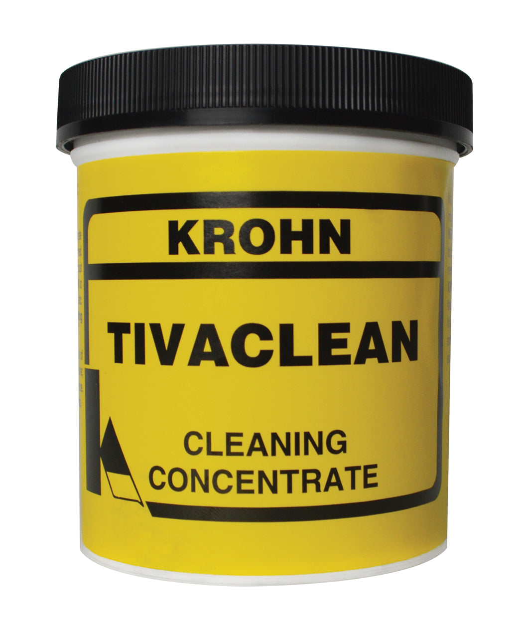 1 lb container of Krohn Tivaclean biodegradable cleaning concentrate with yellow label and black lid