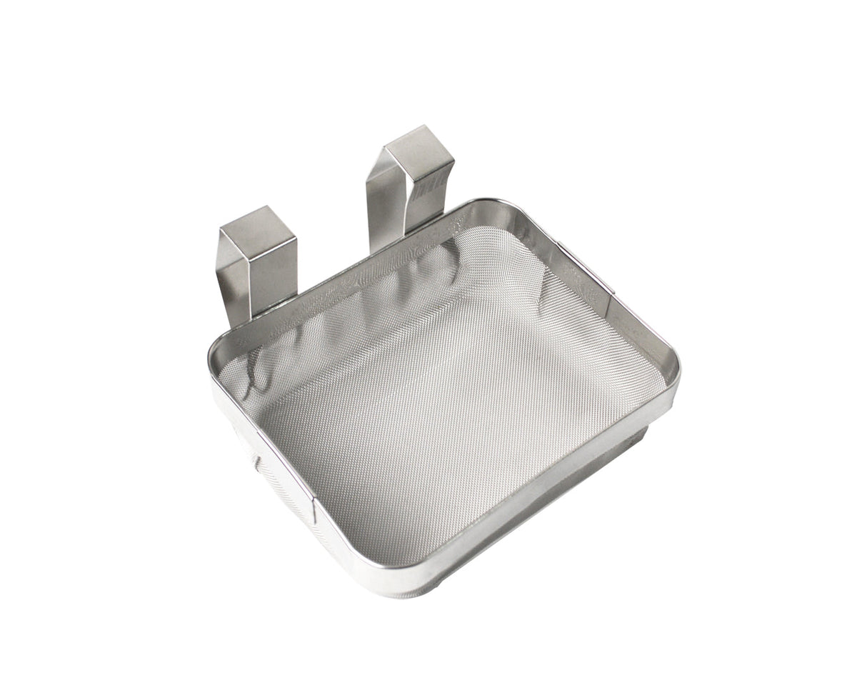 5x4x1.75 inch ultrasonic cleaning basket with extra fine stainless steel mesh and hooked frame for delicate parts cleaning