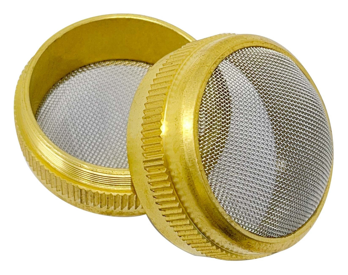 Small screw-type cleaning machine jewelry basket with brass frame and stainless steel mesh, 50mm diameter for ultrasonic cleaning