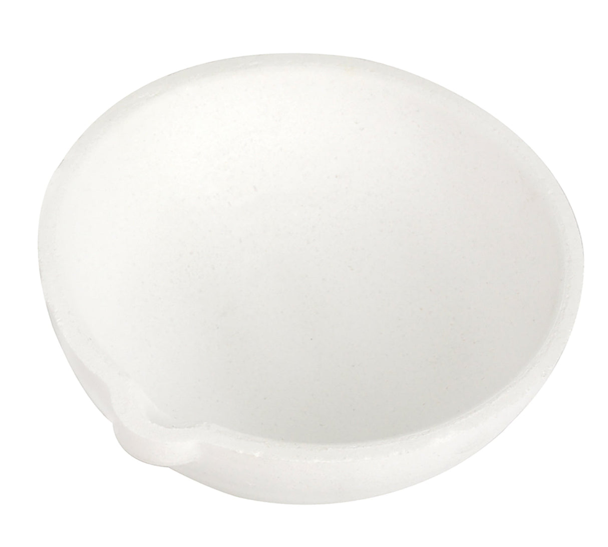 2500 Gram Ceramic Alumina Crucible Dish for high-temperature metal melting with tapered sides and pour spout