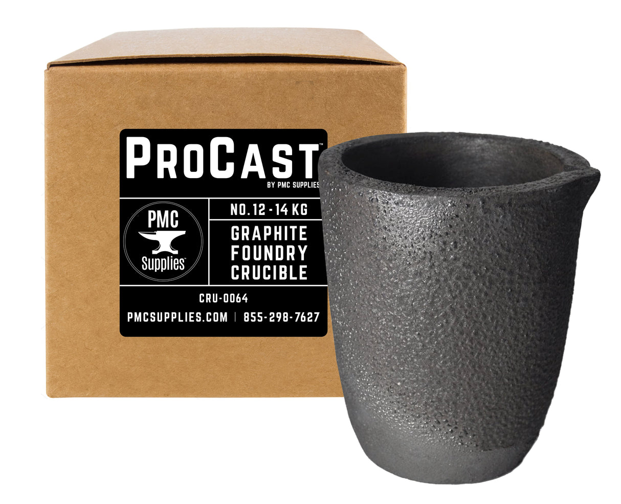 ProCast No 12 graphite clay foundry crucible with 12-14 kg capacity and high heat resistance