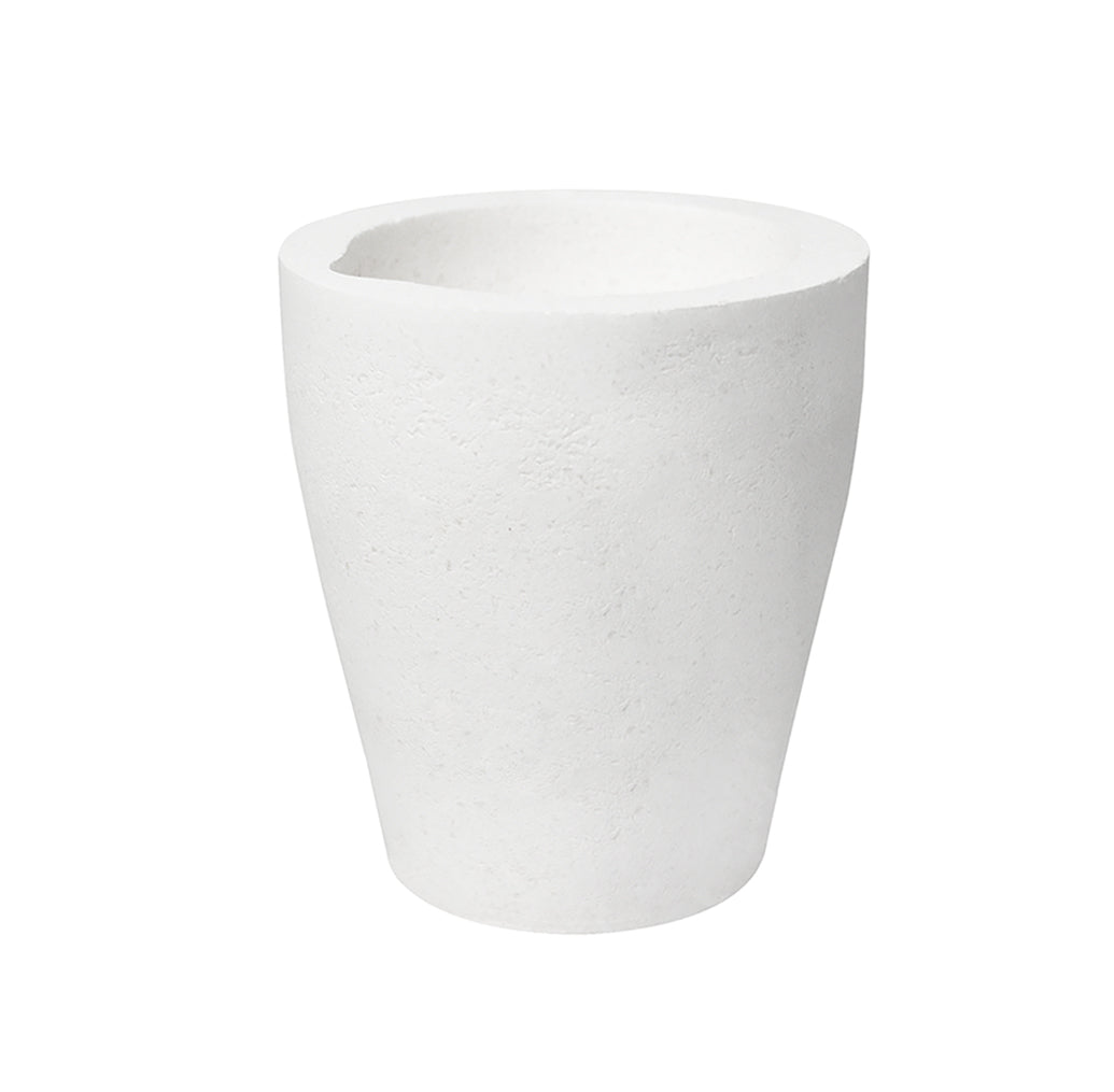 350 gram ceramic alumina crucible cup for high-temperature metal melting with tapered sides and pour spout