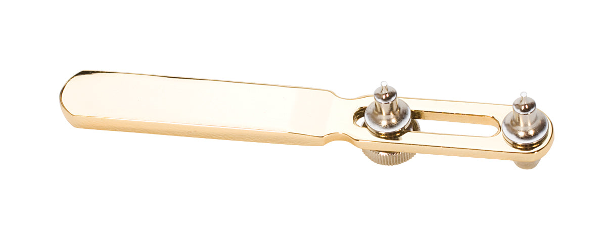 Gold watch case opener with round pins and adjustable lugs for screw-back cases