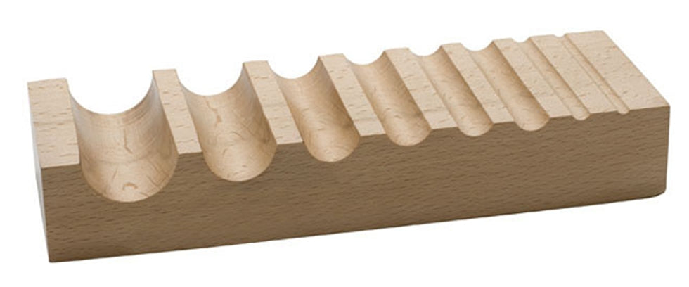 Whaley Wooden Swage Block hardwood tool with multiple slot sizes for metal forming and ring shaping