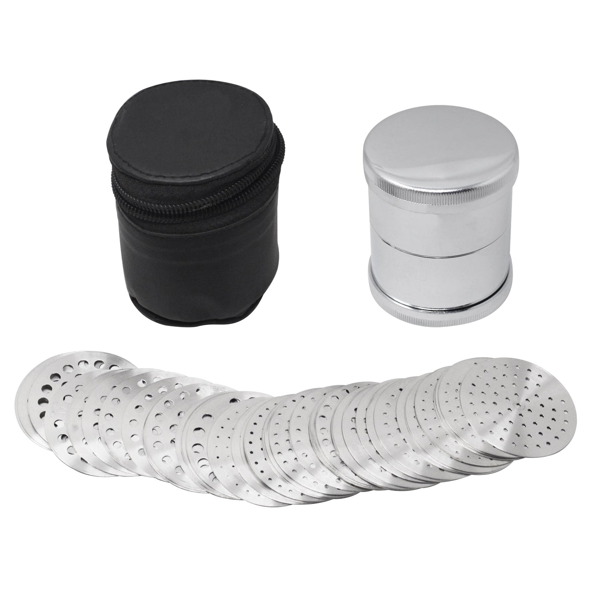 43-piece diamond and gemstone sieve set with 50 mm stainless steel frames and various mesh sizes for precise sorting