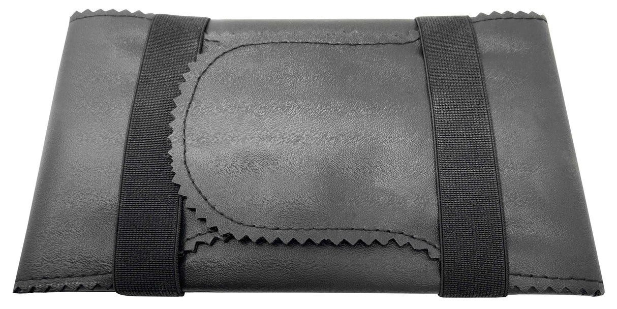 Diamond Wallet Deluxe black leather multi-fold wallet with 2 elastic bands and reinforced grommet for secure carry