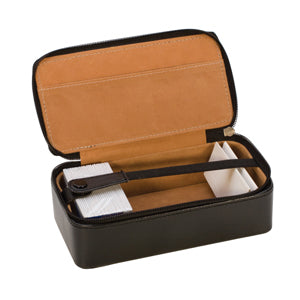 Compact leather parcel box with soft interior and secure closure for storing stones, beads, or jewelry