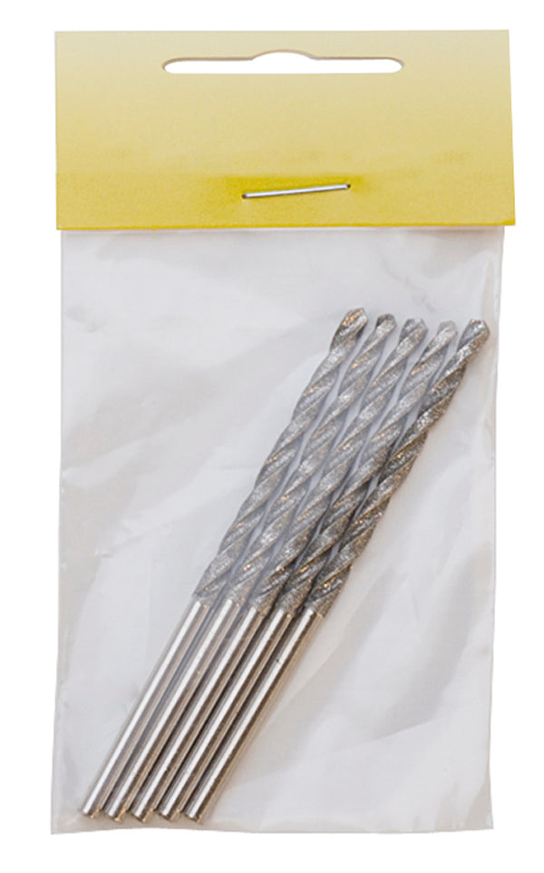 Pack of 5 Economy Diamond Coated Twist Drills #45 for stone, ceramic, and glass drilling