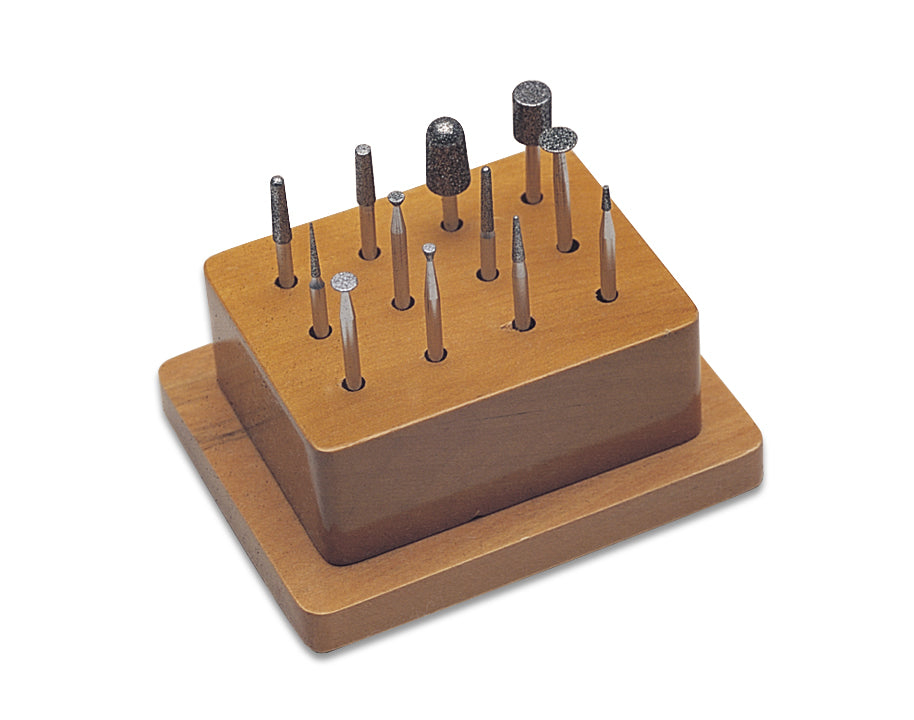 12 Piece #2 Diamond Instrument Set with wooden stand for precision cutting and organized storage