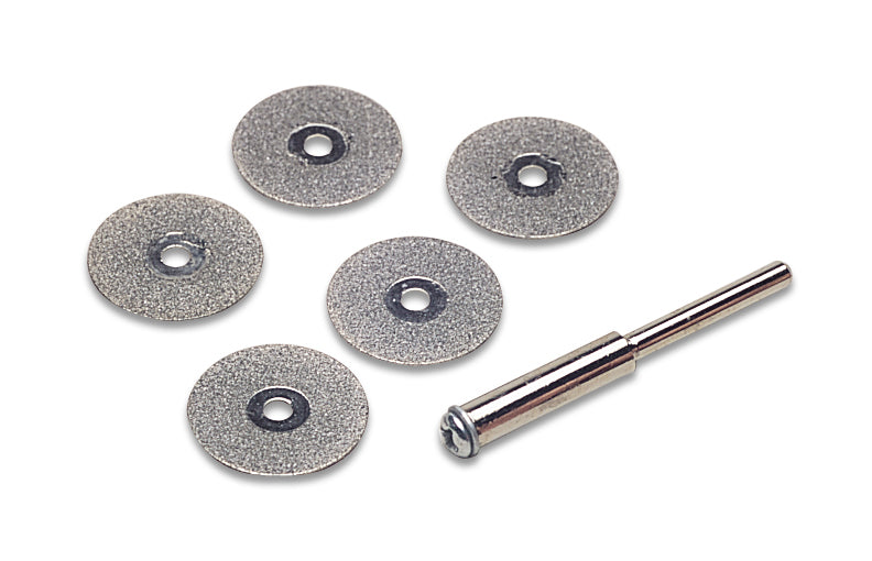 5-piece diamond wheel set with mandrel for cutting and sanding stones and glass