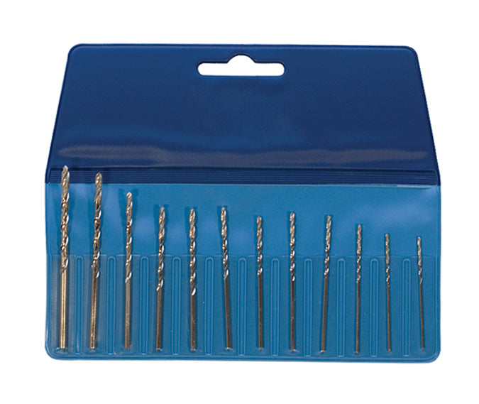 12-piece diamond coated drill set for precise drilling in stone, ceramics, and glass in blue plastic case