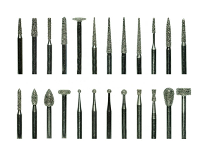 24 piece high-speed diamond point set with coarse grit for dental and surgical use