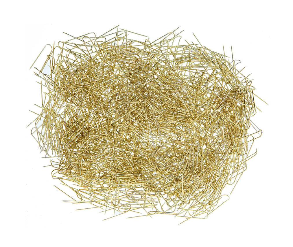 Box of 1,000 gold tone jewelry display pins for securing necklaces and chains on display pads