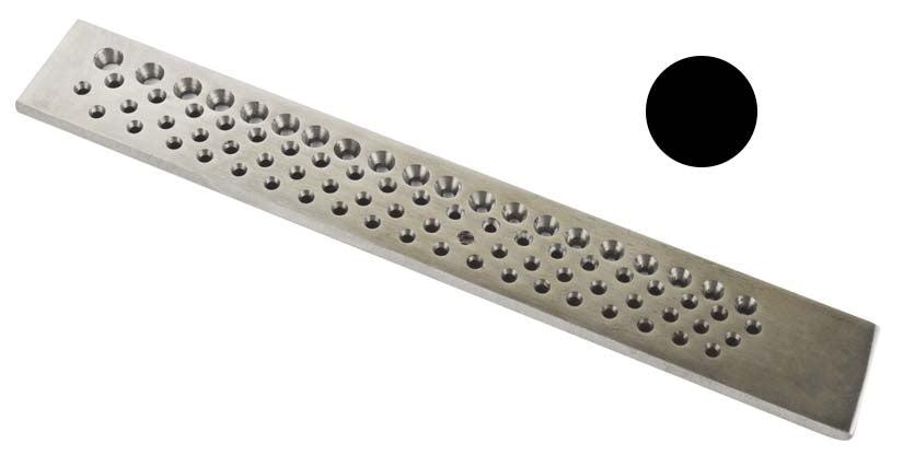 Large round 82 hole drawplate with polished wire drawing holes from 4.0 mm to 0.4 mm for jewelry and metalworking
