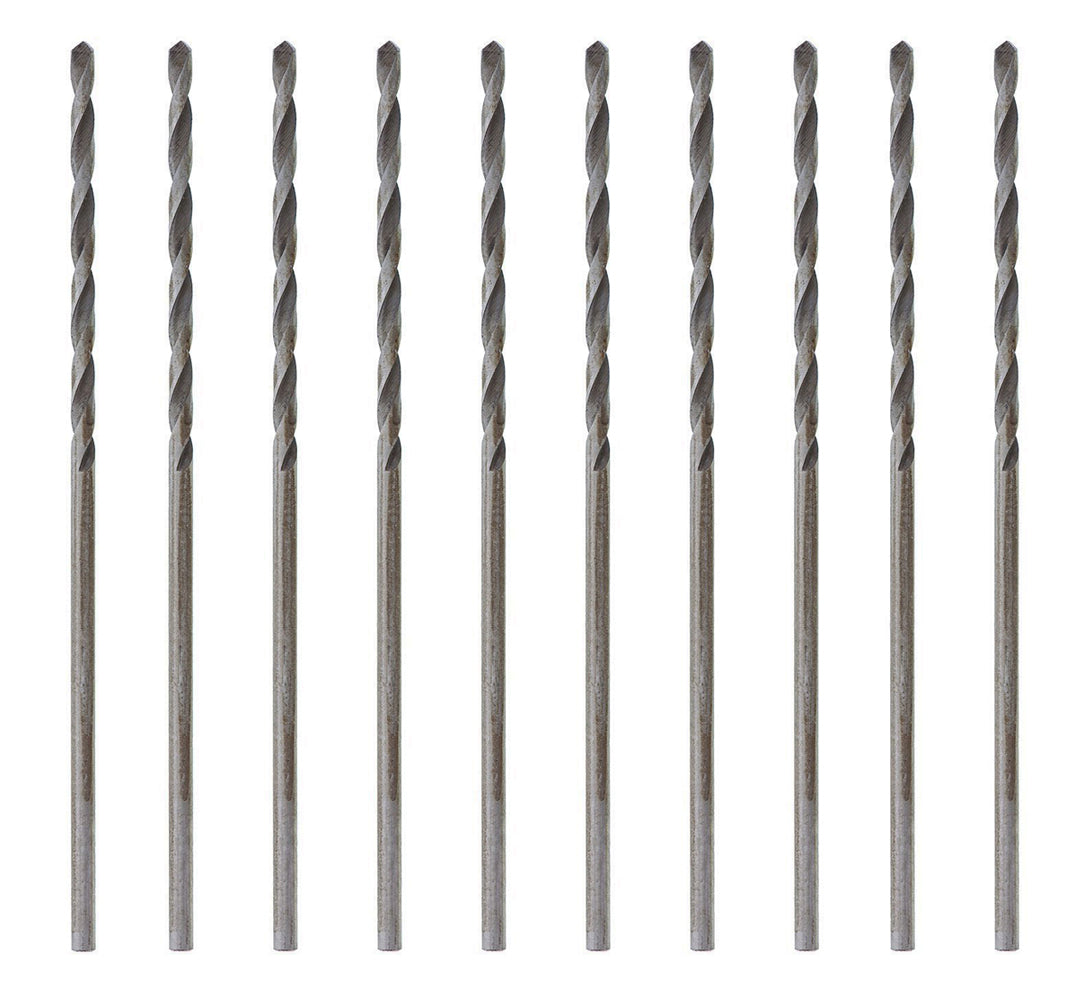 Set of 10 #78 HSS EURO TWIST DRILLS with sharp flutes and bright finish for precision drilling in metal, wood, and plastic