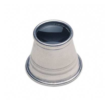 2-inch 5x magnification aluminum eye loupe with black glare-reducing interior for distortion-free inspection
