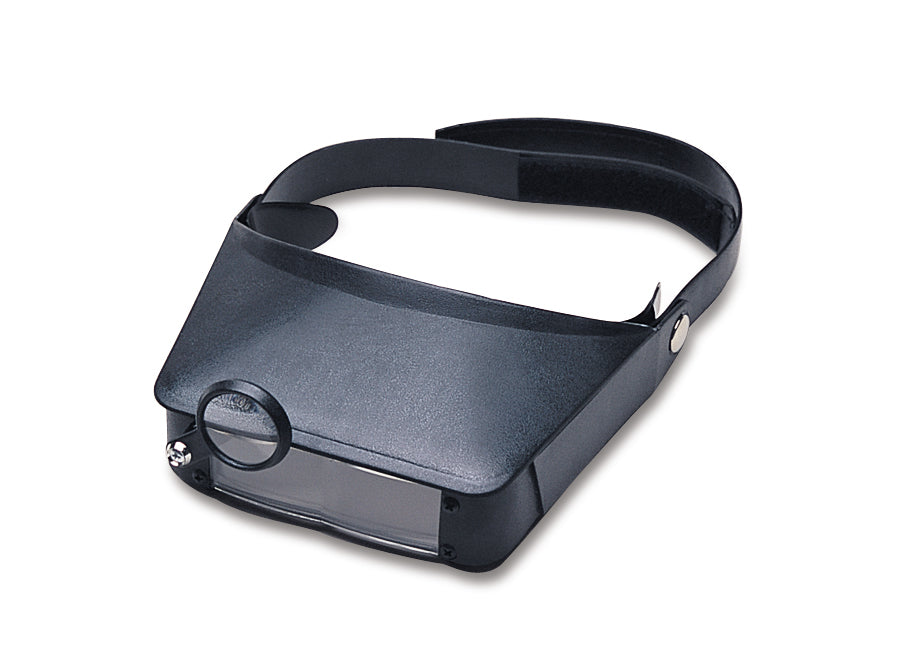 Easy Eyes Head Magnifier with adjustable headband and 1.8X to 4.8X flip-down loupe for hands-free close-up work