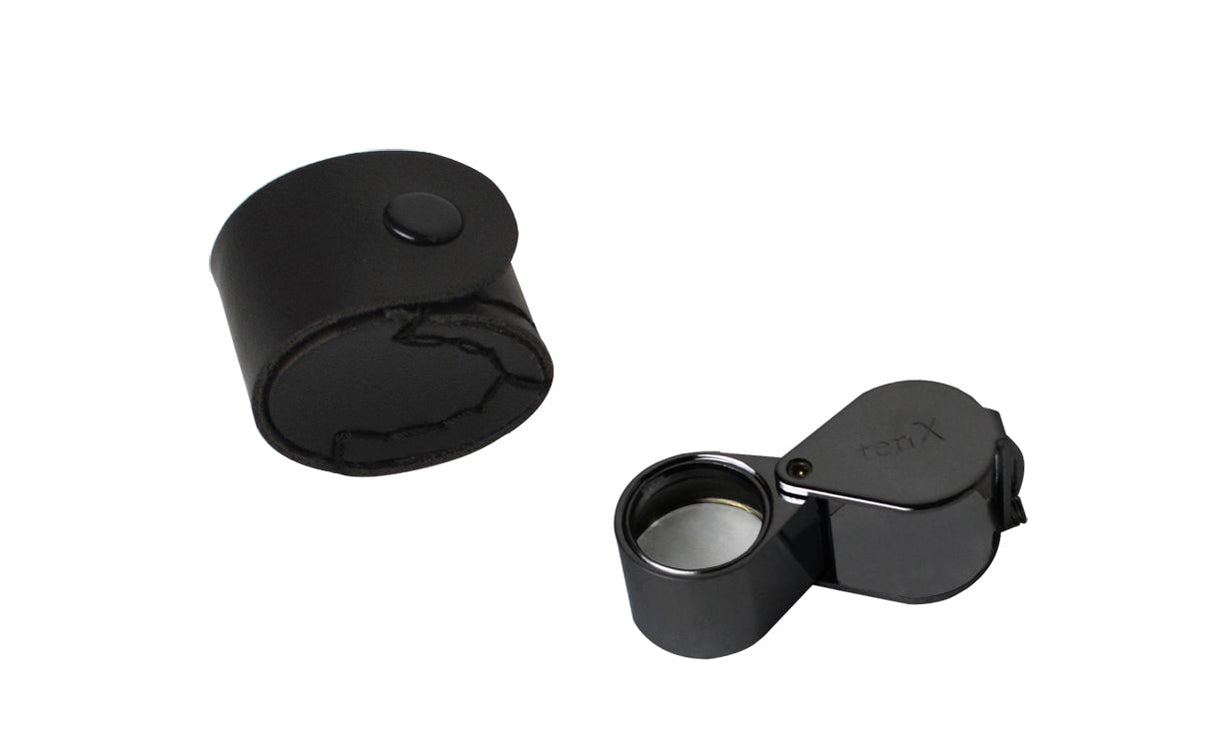 18 MM 10X black triplet eye loupe with leather case for detailed inspection