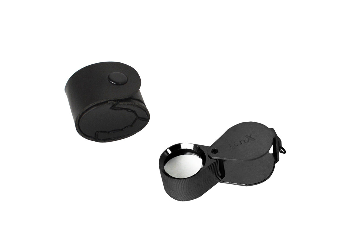 21.5 MM 10X Triplet Diamond Cut black eye loupe with carrying case