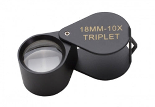 18 mm 10x black matte triplet eye loupe with three-piece bonded lenses for distortion-free magnification and color-corrected optics