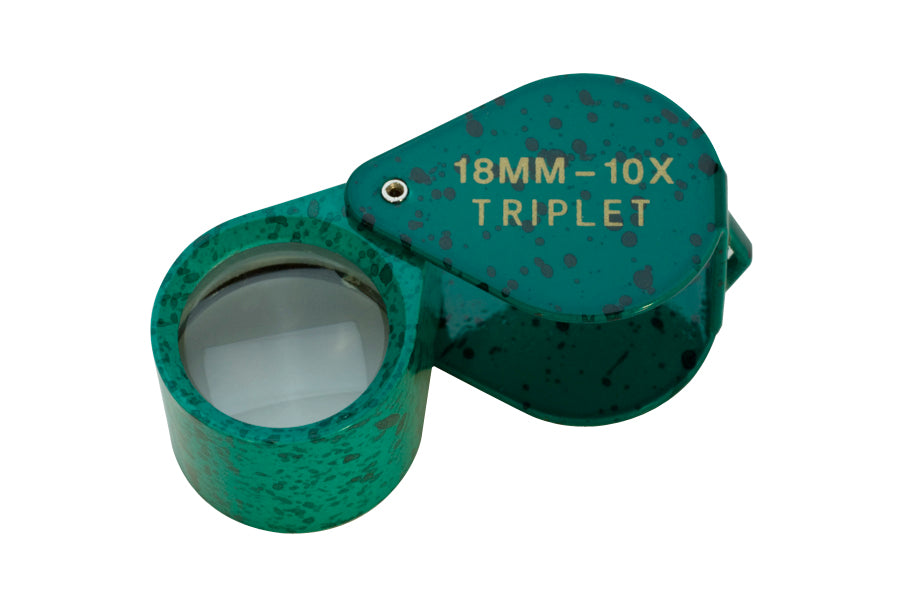 18 MM 10X green malachite triplet eye loupe with distortion-free magnification and ergonomic grip