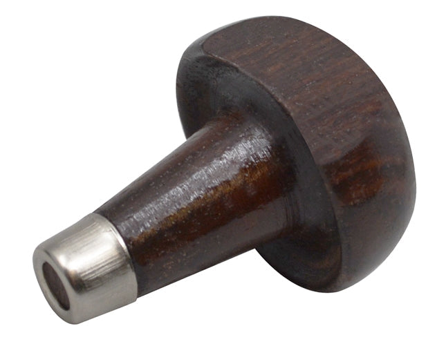 Rosewood mushroom-shaped graver handle with reinforced metal collar for precise engraving grip