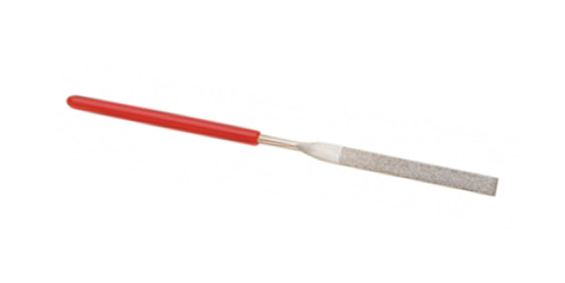 Pillar Diamond File 5-1/2 inch with red handle and diamond-coated pillar shape for precision filing