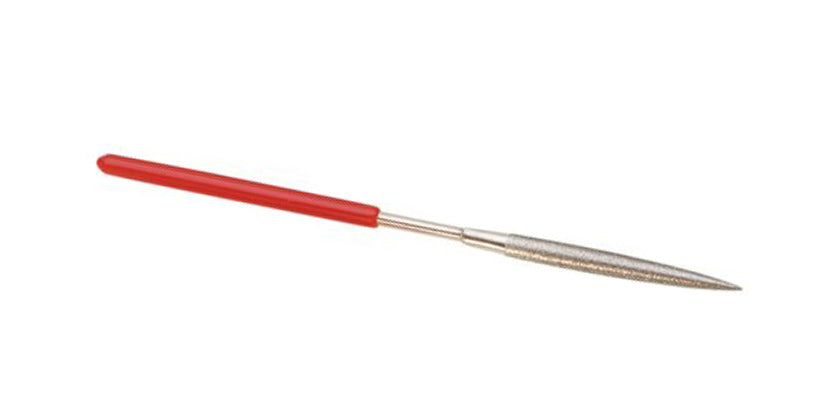 Half-Round Diamond File 5-1/2 inch with red handle for precision metal and jewelry filing