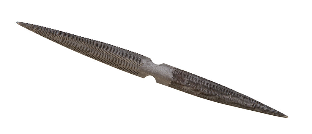 8-inch double-ended wax file with medium and coarse cuts for shaping plastic, wax, and wood, vulcanite construction