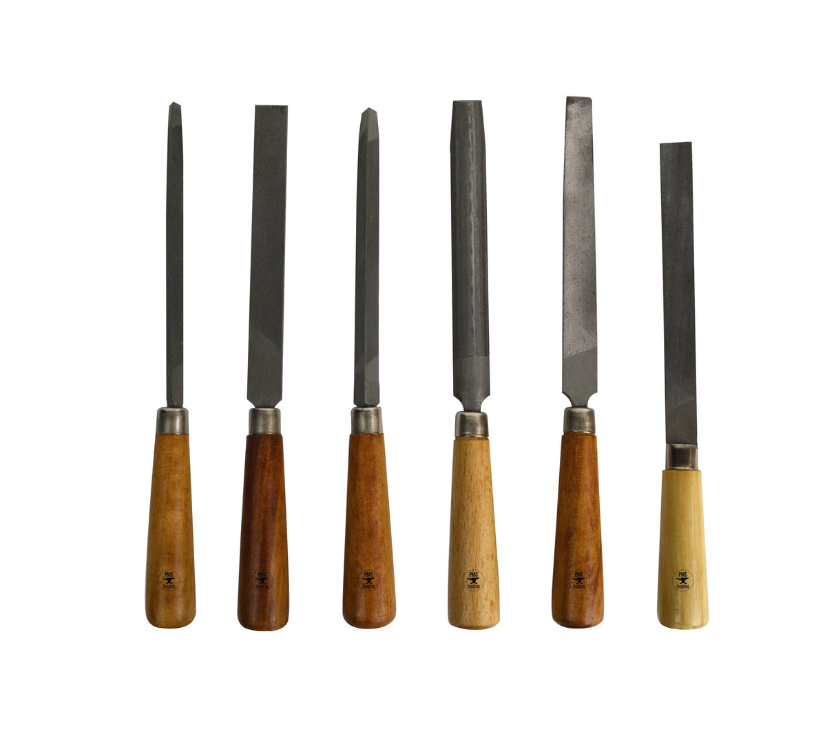 Set of 6 wax carving files with wooden handles for precise shaping and detailed wax sculpting