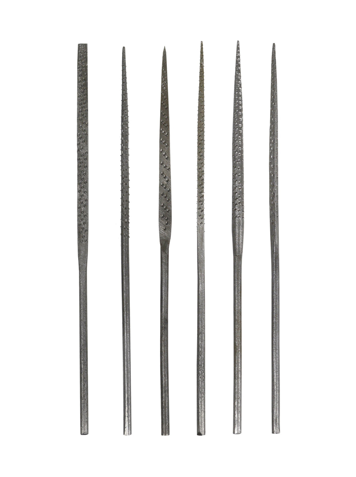 Set of 6 wax work files 14 cm with varied textures for precision carving and shaping, ideal for modeling and prototyping projects.