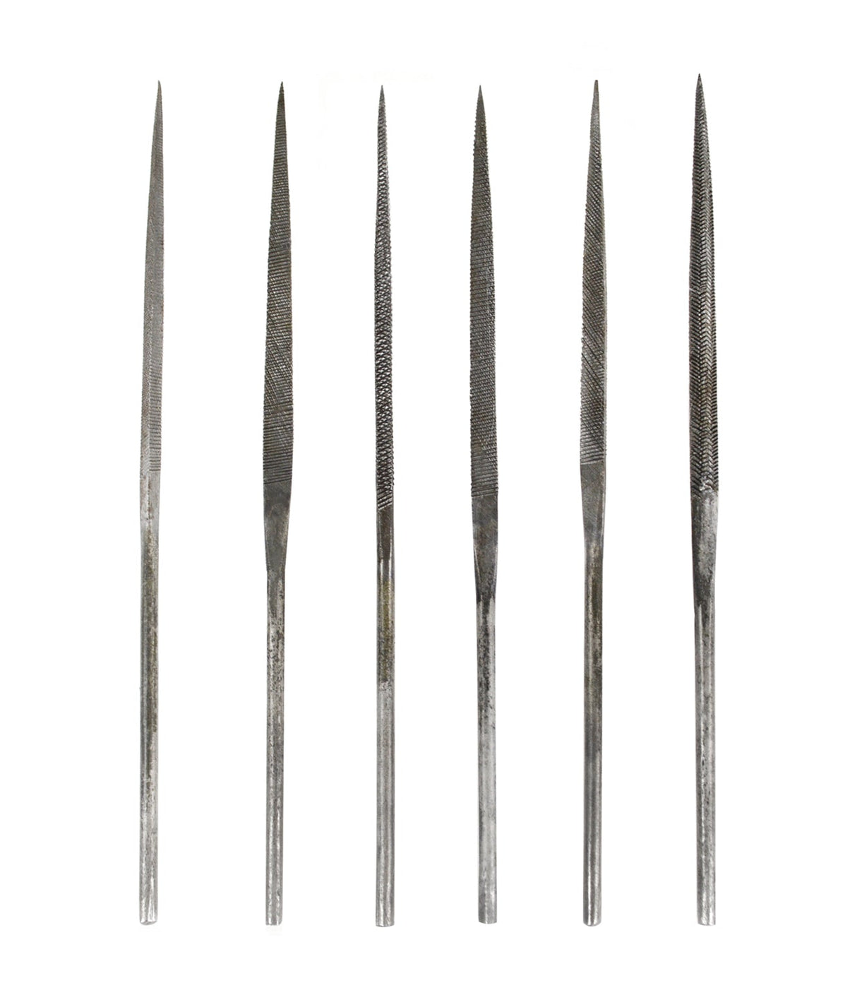 Set of 6 wax carving file needles 14 cm with varied textures for precise detailing