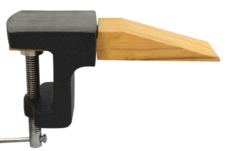 Jeweler's bench pin with hardwood mounting holder clamp for precise jewelry making and metalworking tasks