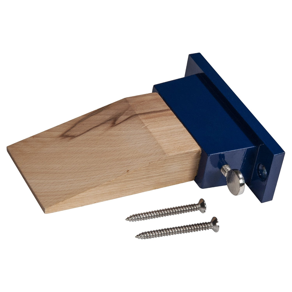 Jeweler's bench pin with hardwood surface and metal mounting holder for sturdy jewelry making support
