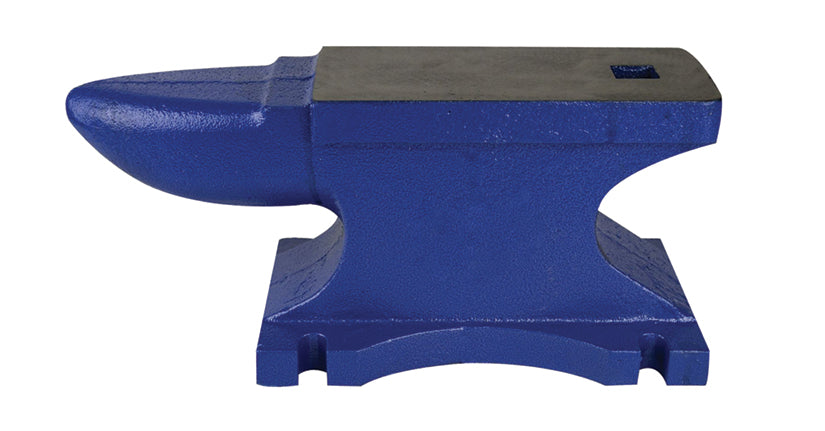 55 lb round horn anvil with milled face and solid cast iron construction for metal shaping and bending