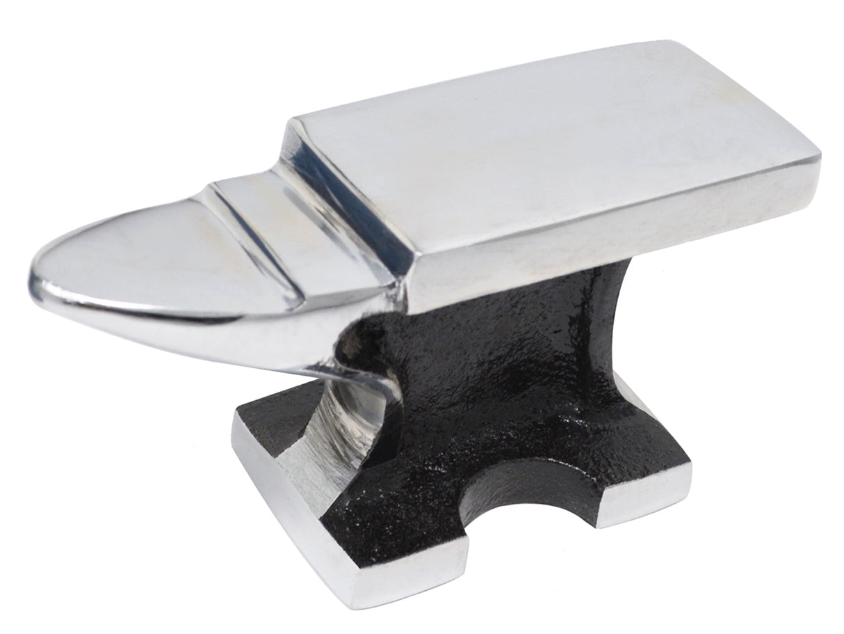2 lb steel anvil with chrome finish, compact single-horn design for metalworking and jewelry making