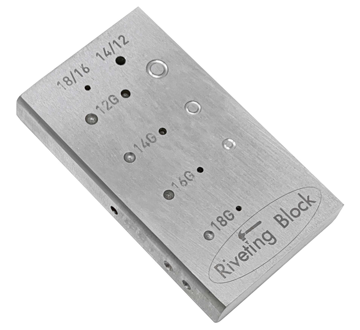 Steel Riveting and Forming Block Anvil with precision holes for rivet and wire gauge measurements